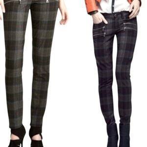 Hudson Jeans Black and Gray Plaid Cropped Jeans